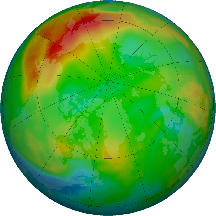 Arctic ozone map for 08 January 1989